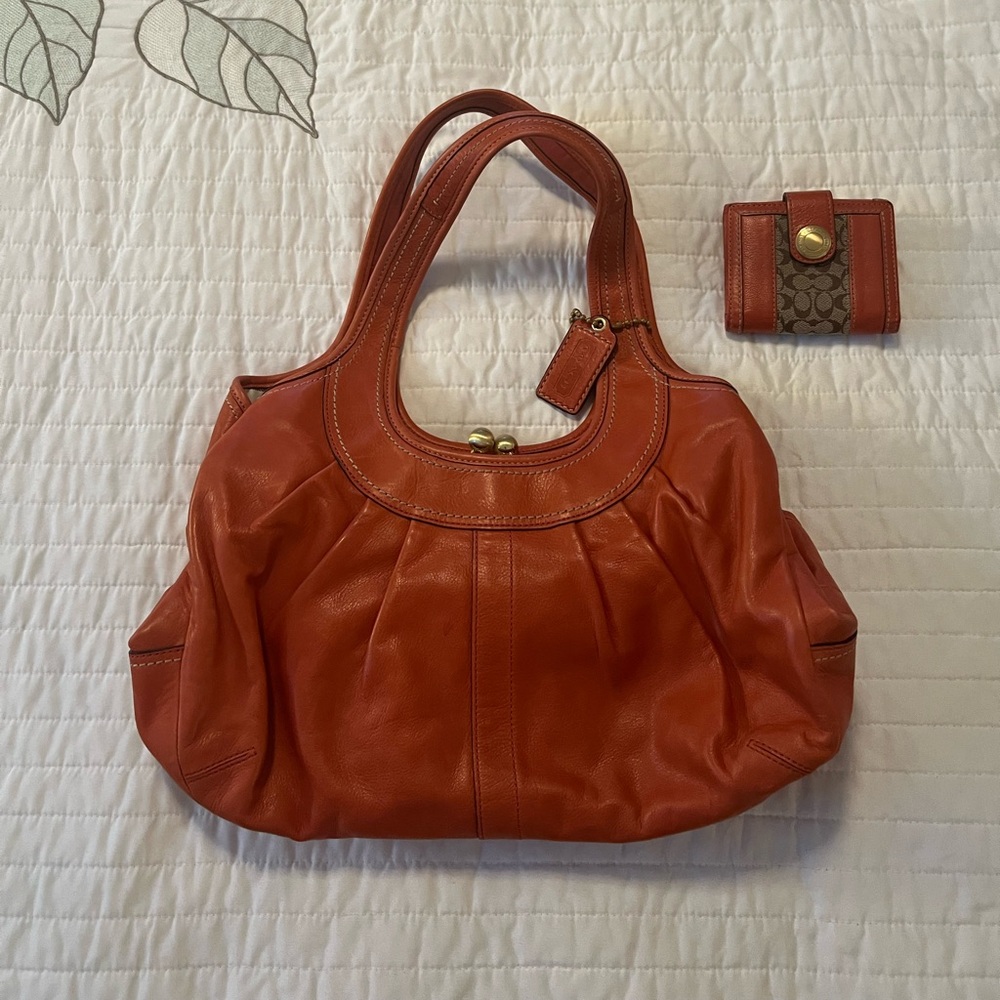 Coach Elegant Orange Leather Handbag